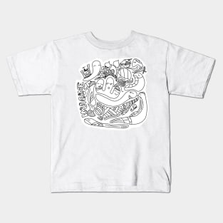 Black and White Doodle Art "Calm Expression" Kids T-Shirt